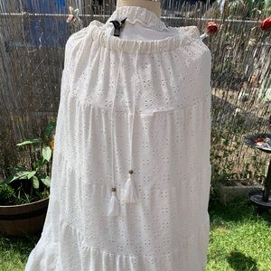 Boho white eyelet skirt